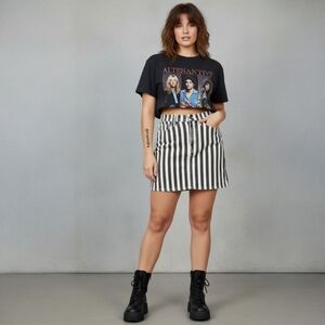 NWT Frame Le Mini Striped Denim Skirt – Black White 90s Retro – Size 30